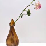 Experimental Amber Murano Glass Vase attr. to Anzolo Fuga, Italy