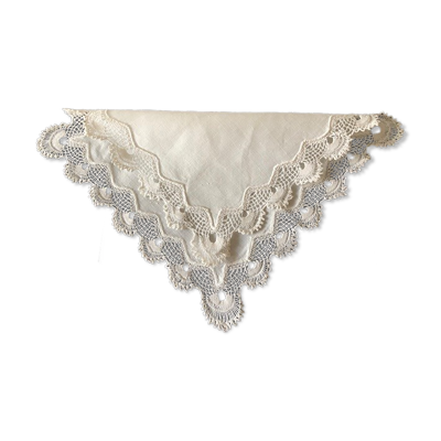 Napperon mouchoir en percale et dentelle fait main