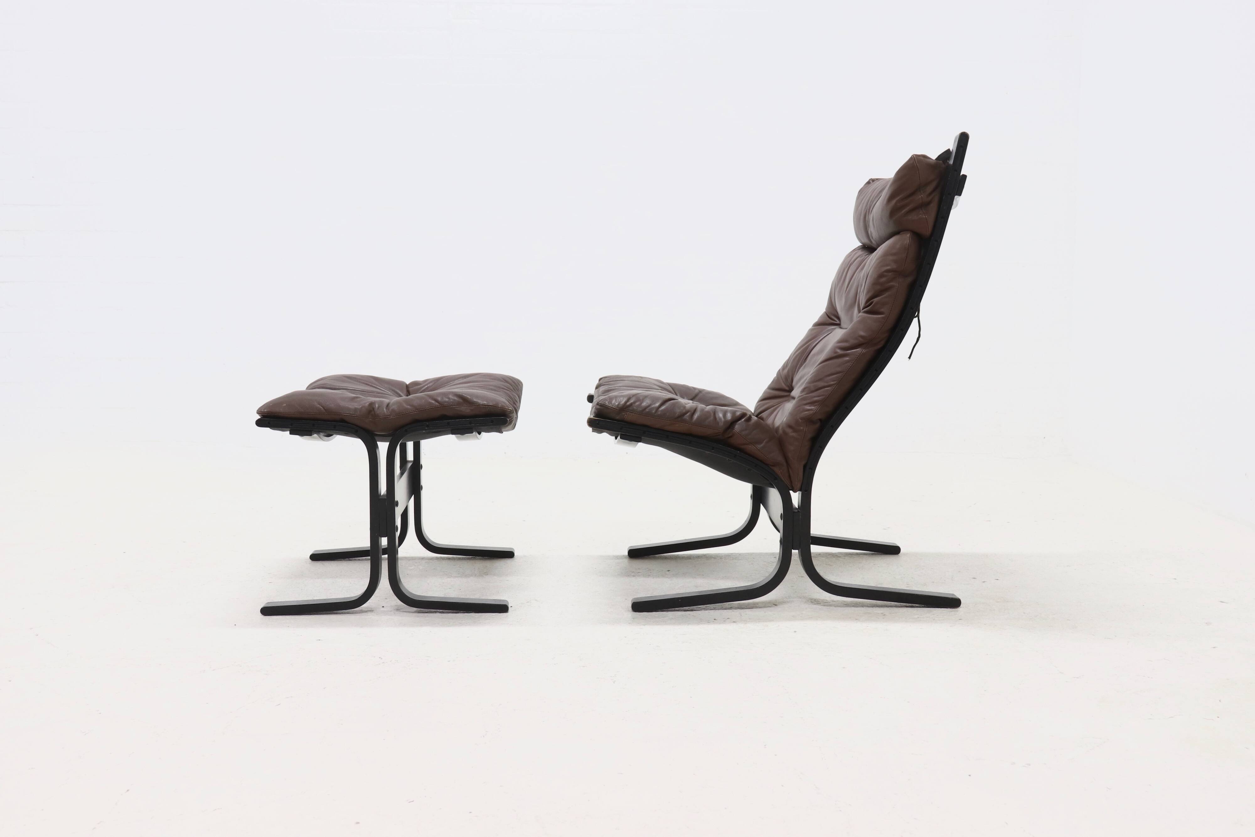 Siesta Lounge Chair and Ottoman by Ingmar Relling for Westnofa Norway 1960s