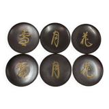 6 ceramic plates with kanji patterns – Shōwa 20th century