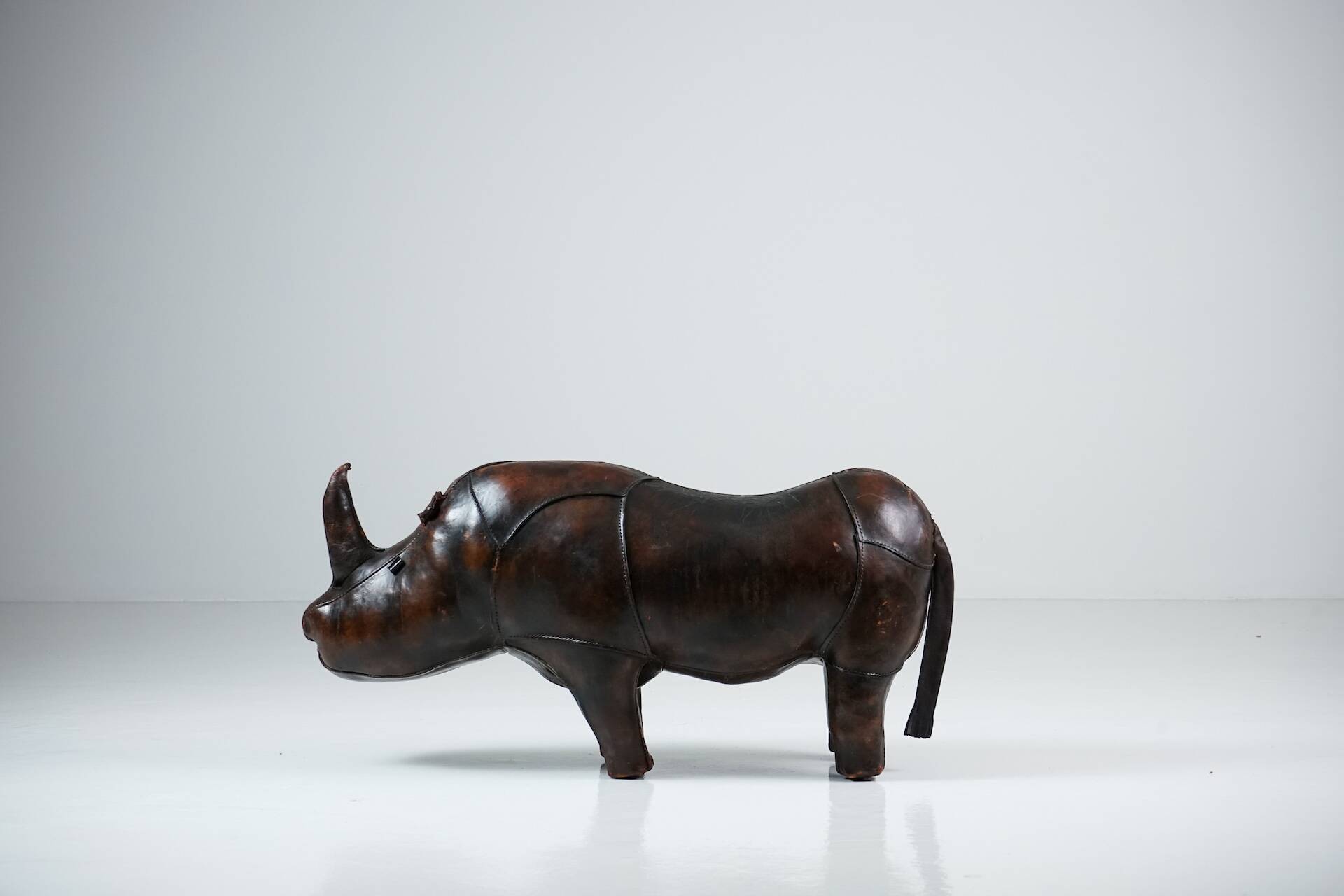 Rhinoceros Leather Footstool by Dimitri Omersa