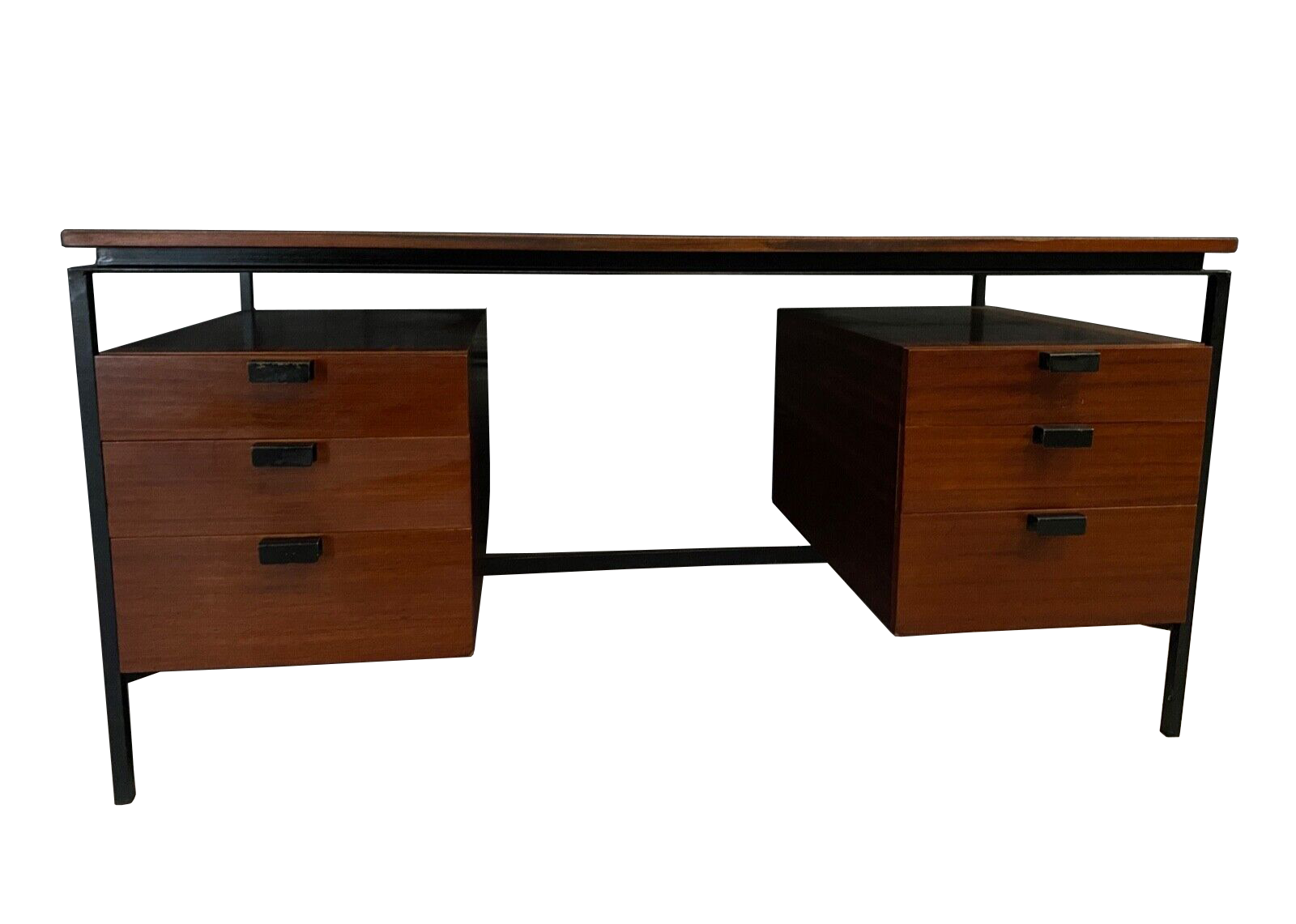 Office cm 172 Pierre Paulin in mahogany and metal circa 1960