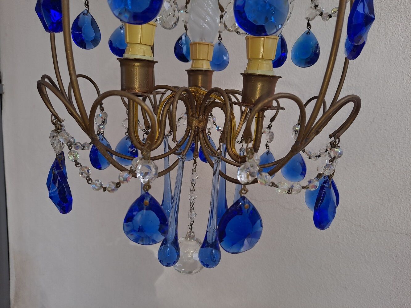 Vintage italian cage chandelier c1940