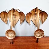 Large pair of brass floral wall sconces, 1960s