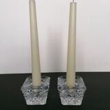 Pair of crystal candle holders