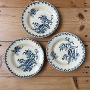 Set of 3 antique deep plates "Terre de Fer"