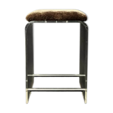 Design bar stool in plexiglass, chrome, and leopard velvet, 1970.