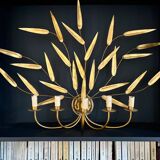 Large wall lamp "Leaves" in brass - 1970.