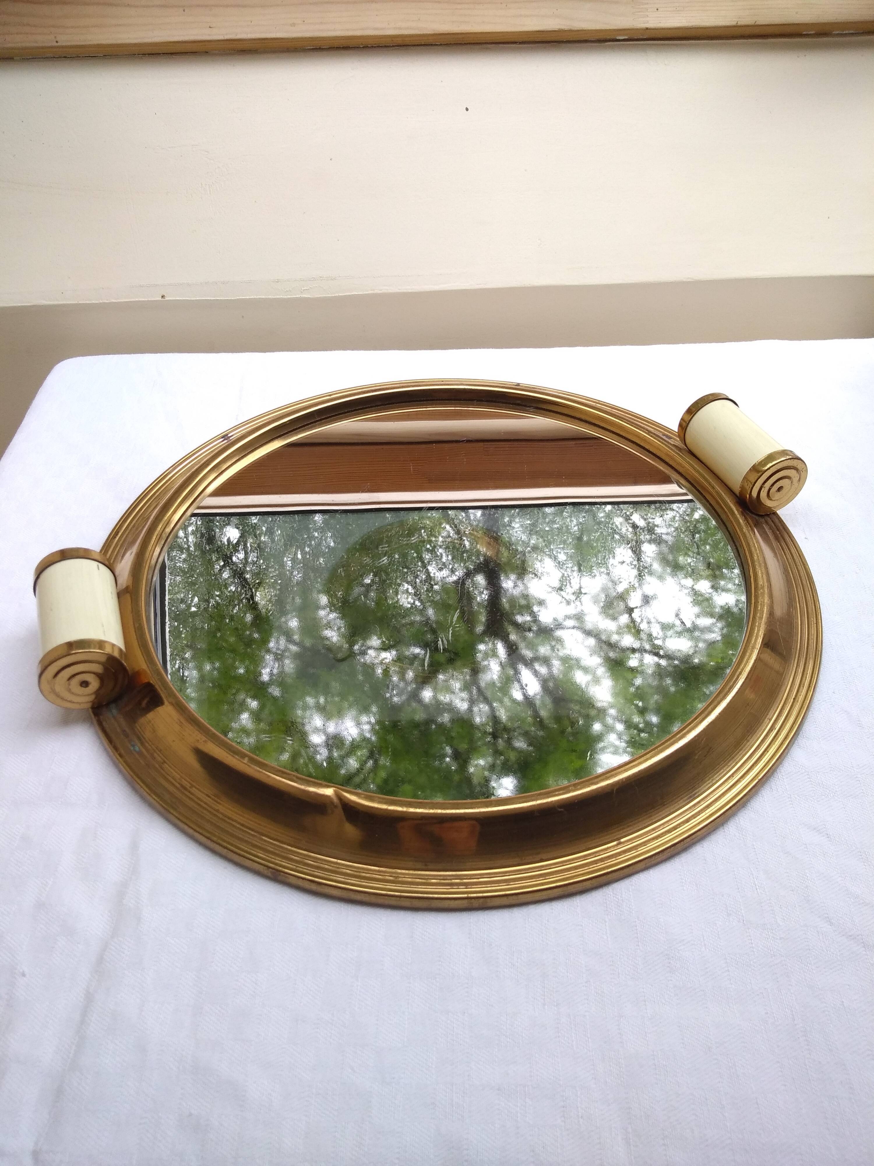 Round art deco mirror tray