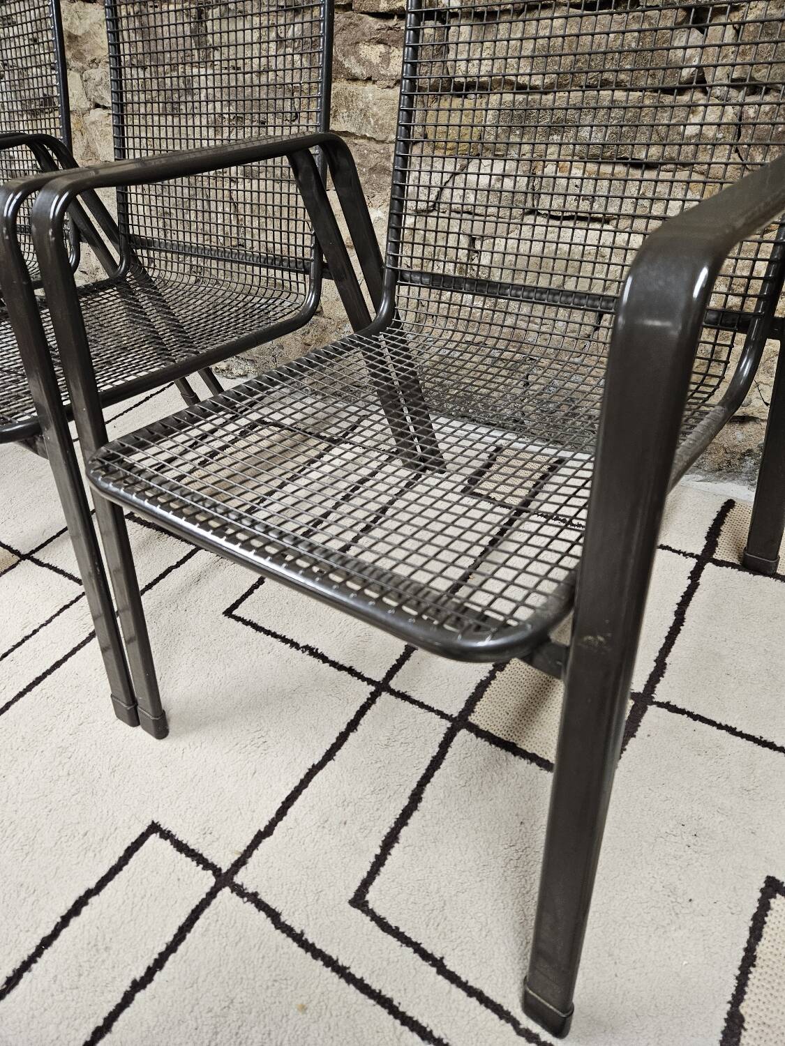 Lot 4 fauteuils vintage 1970" jardin terrase