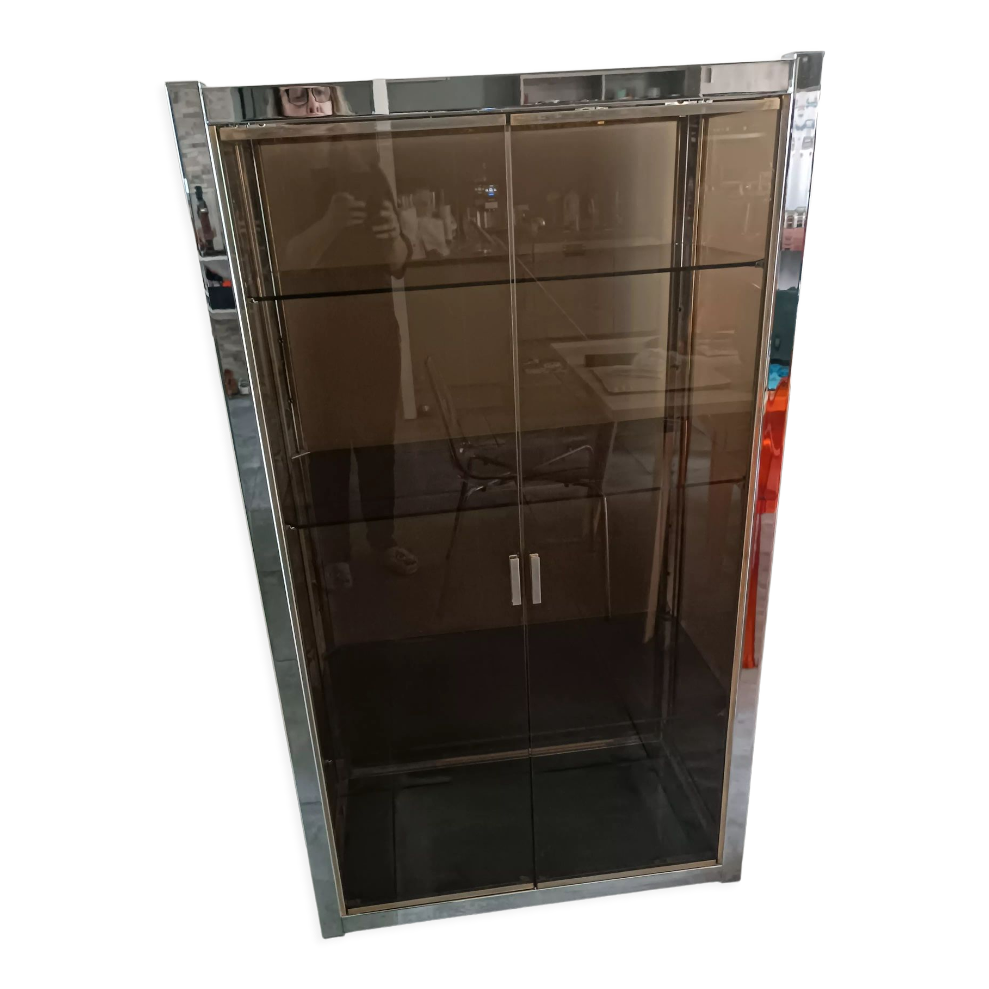 Vintage showcase in brass and chrome Renato Zevi