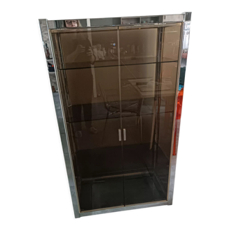 Vitrine vintage en laiton et chrome Renato Zevi