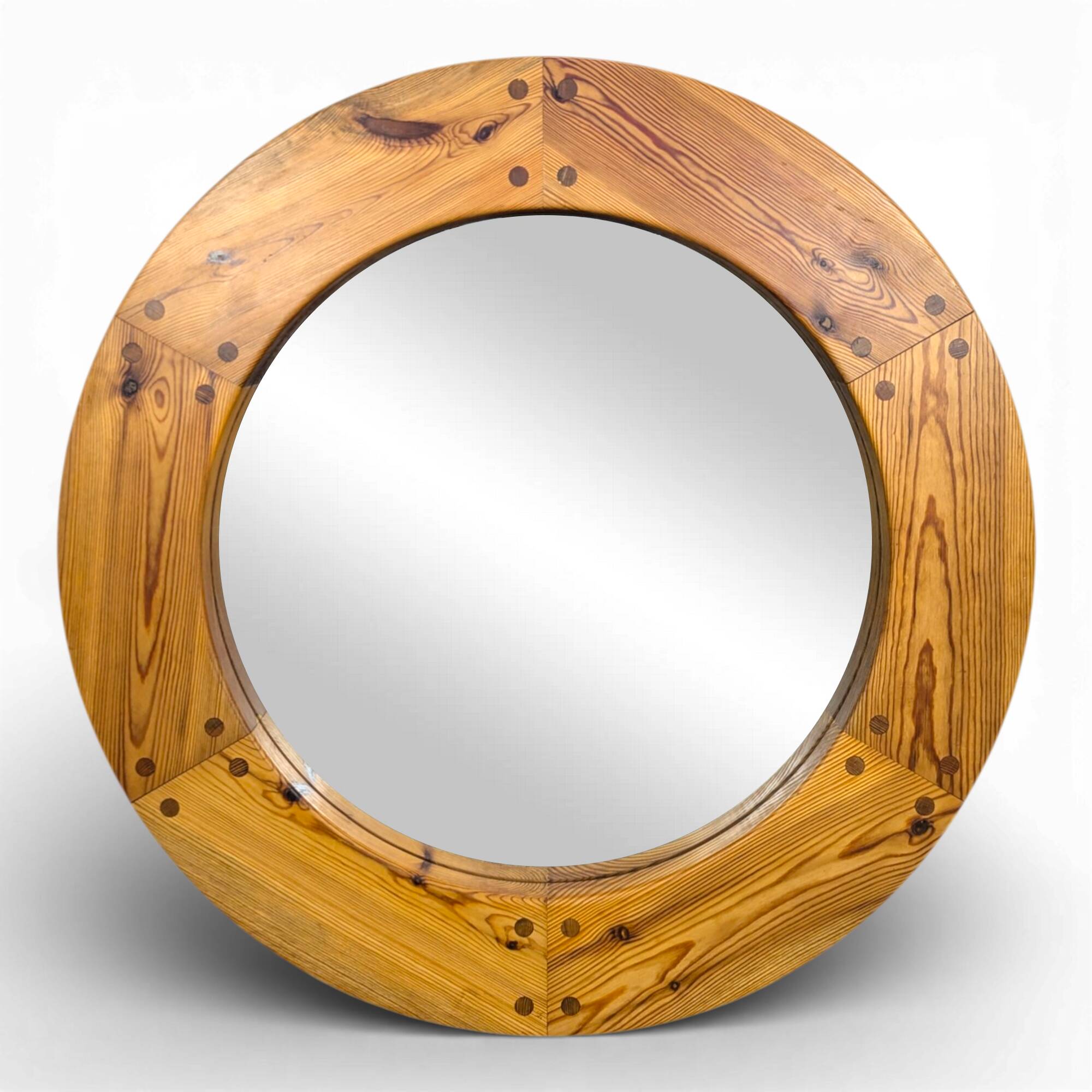 Wall mirror in pine by Uno Kristiansson, Sweden, 1960