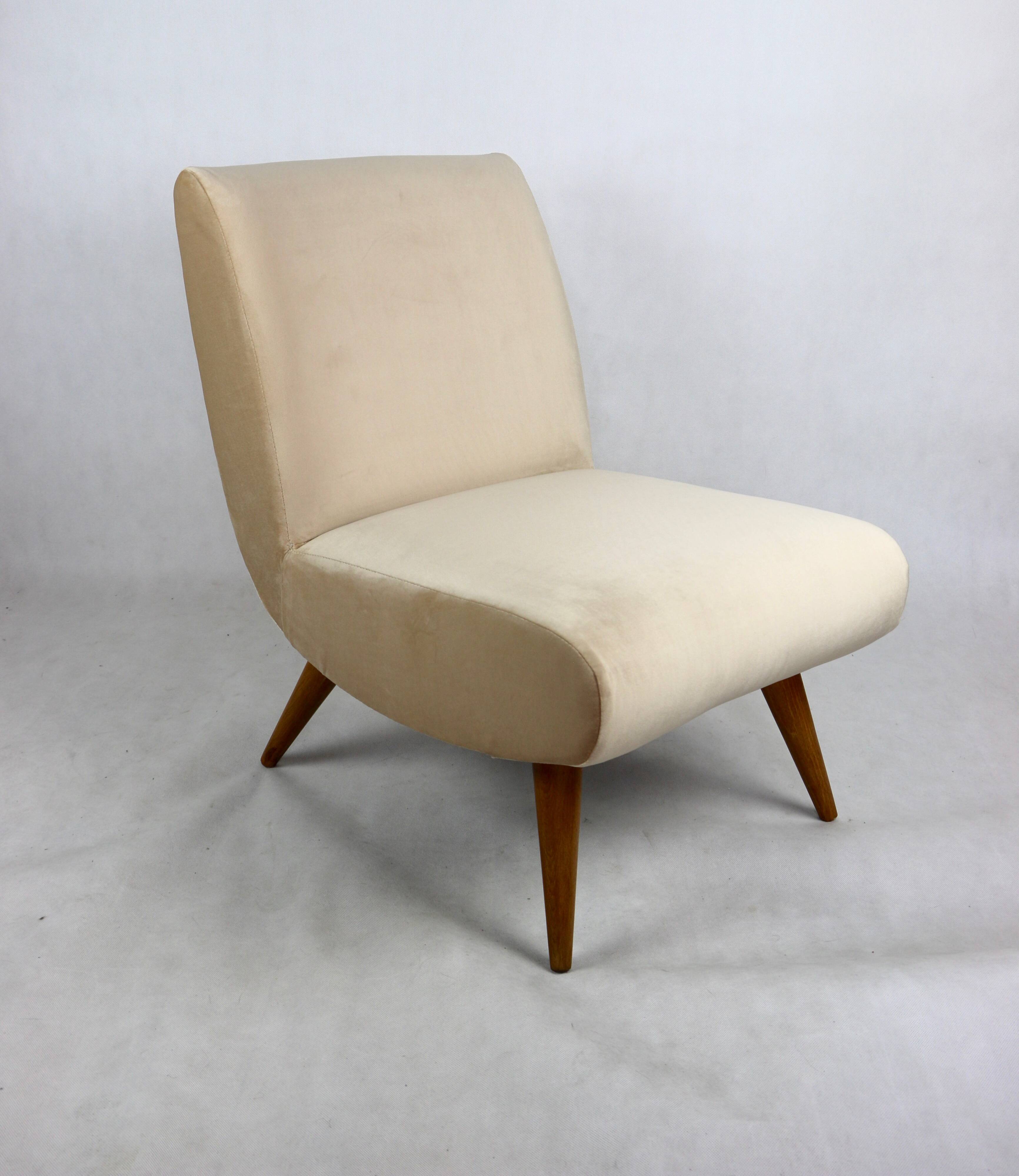 Vintage Loft armchair from the 70s beige champagne velvet