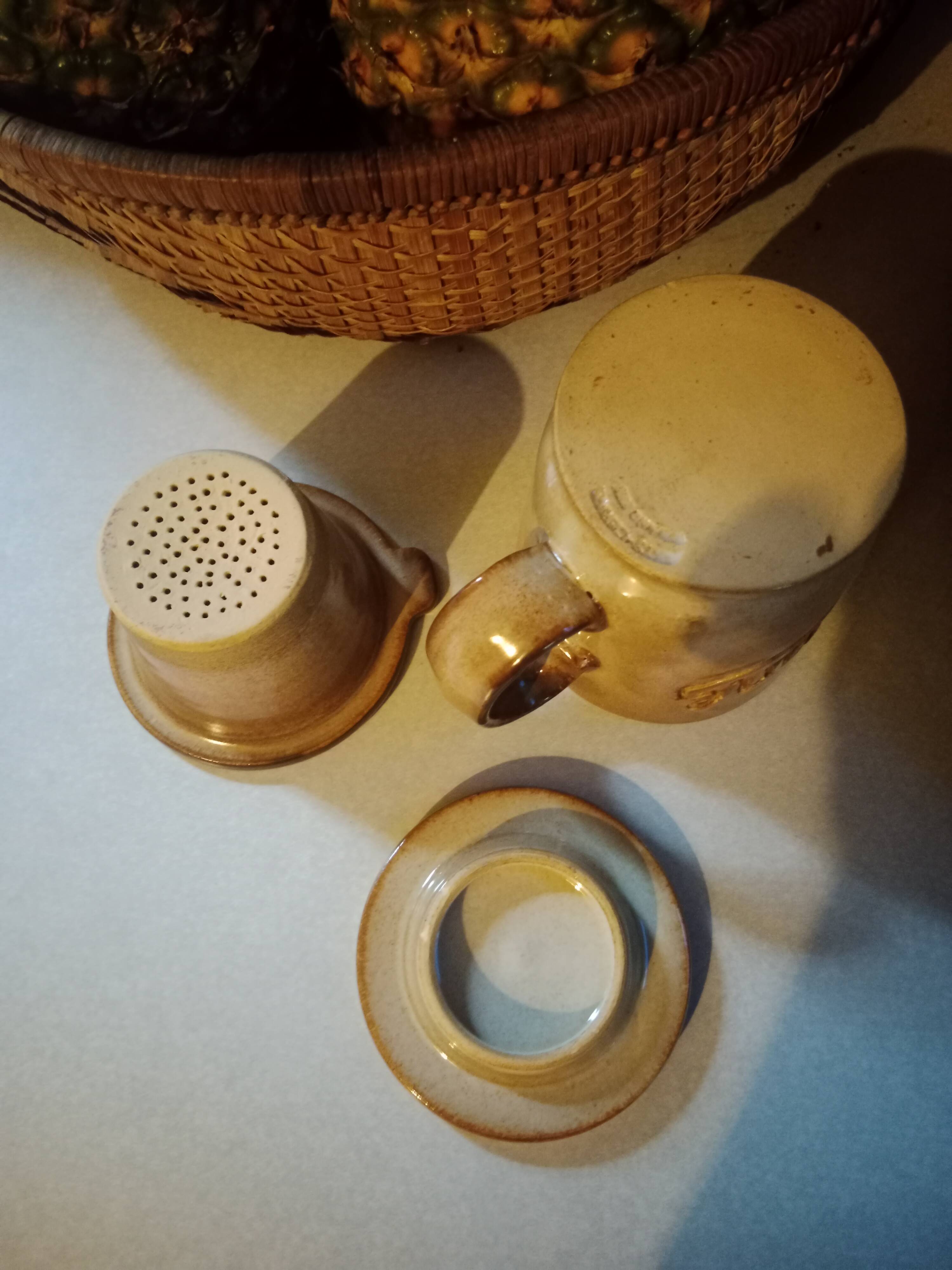 Vintage stoneware herbal tea cup