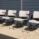 4 DAVID ROWLAND armchairs in mottled white