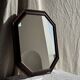 Vintage brown wooden octagonal mirror 58x48