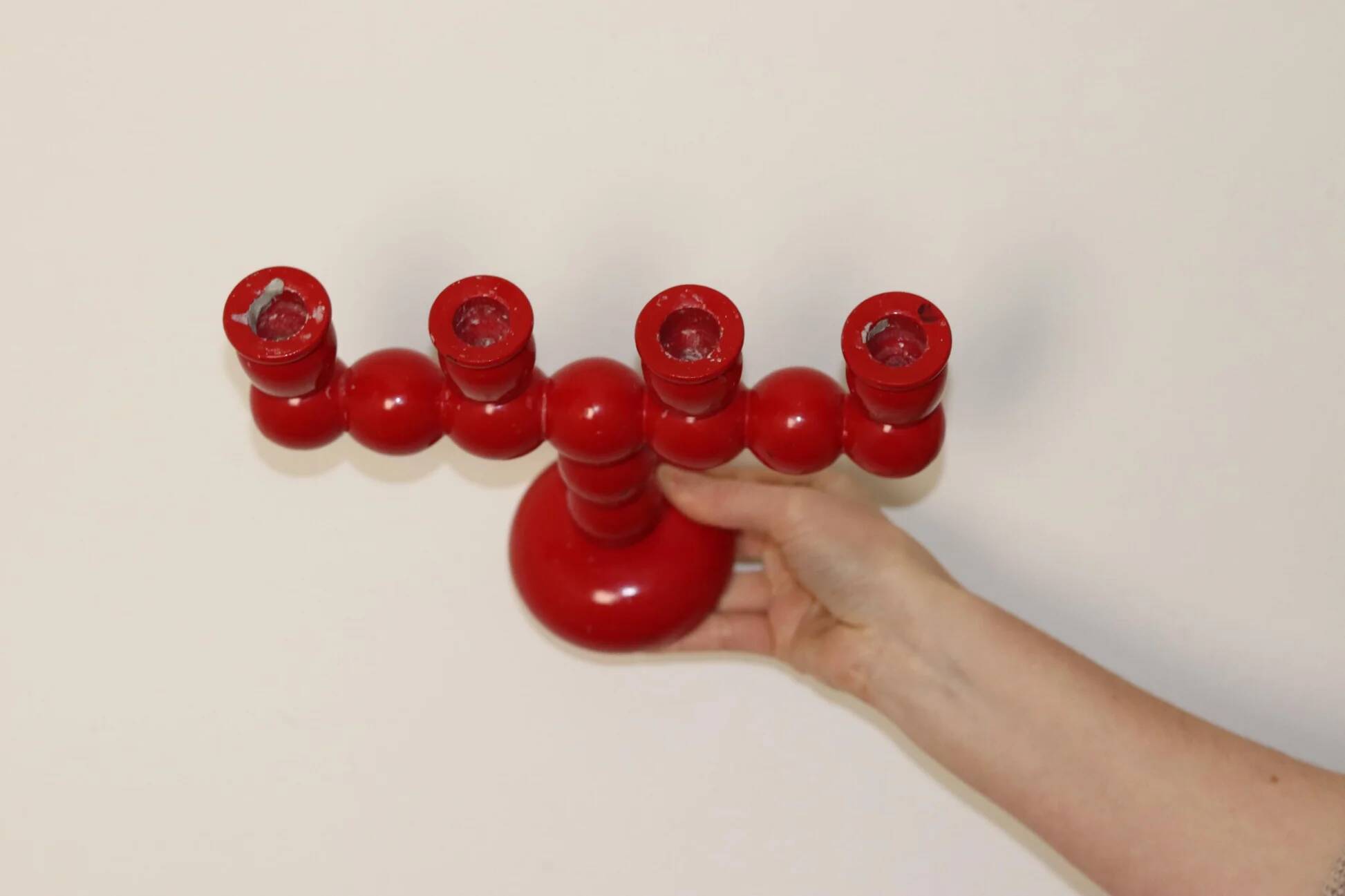 Four-arm Swedish bobbin candelabra