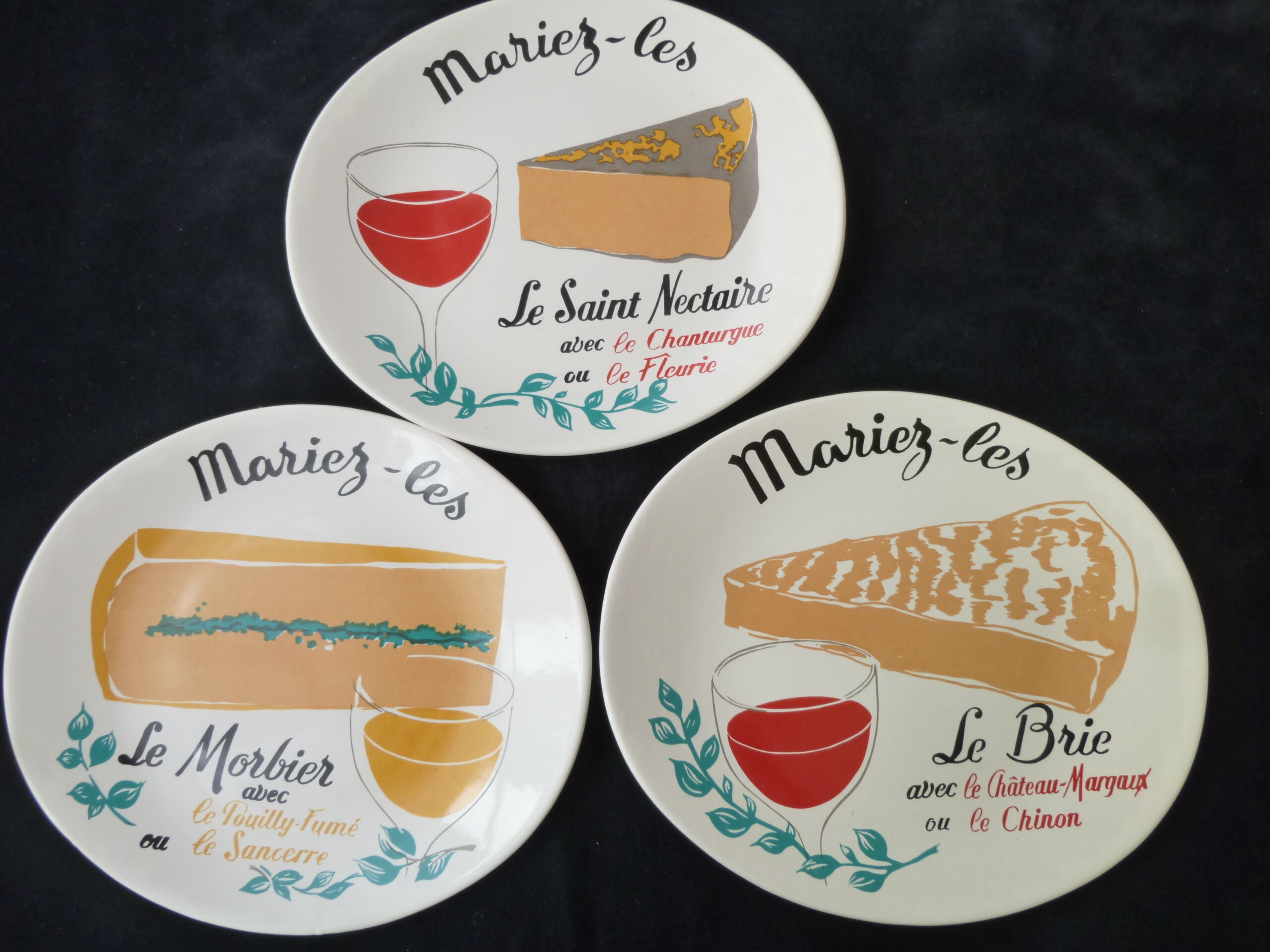 Set of 6 Cheese Plates in Salins Faïence "Marions Les"