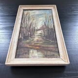 Old painting of a forest path