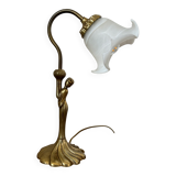 Art Deco desk lamp in bronze and brass.