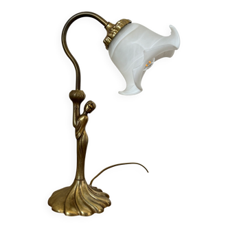 Art Deco desk lamp in bronze and brass.