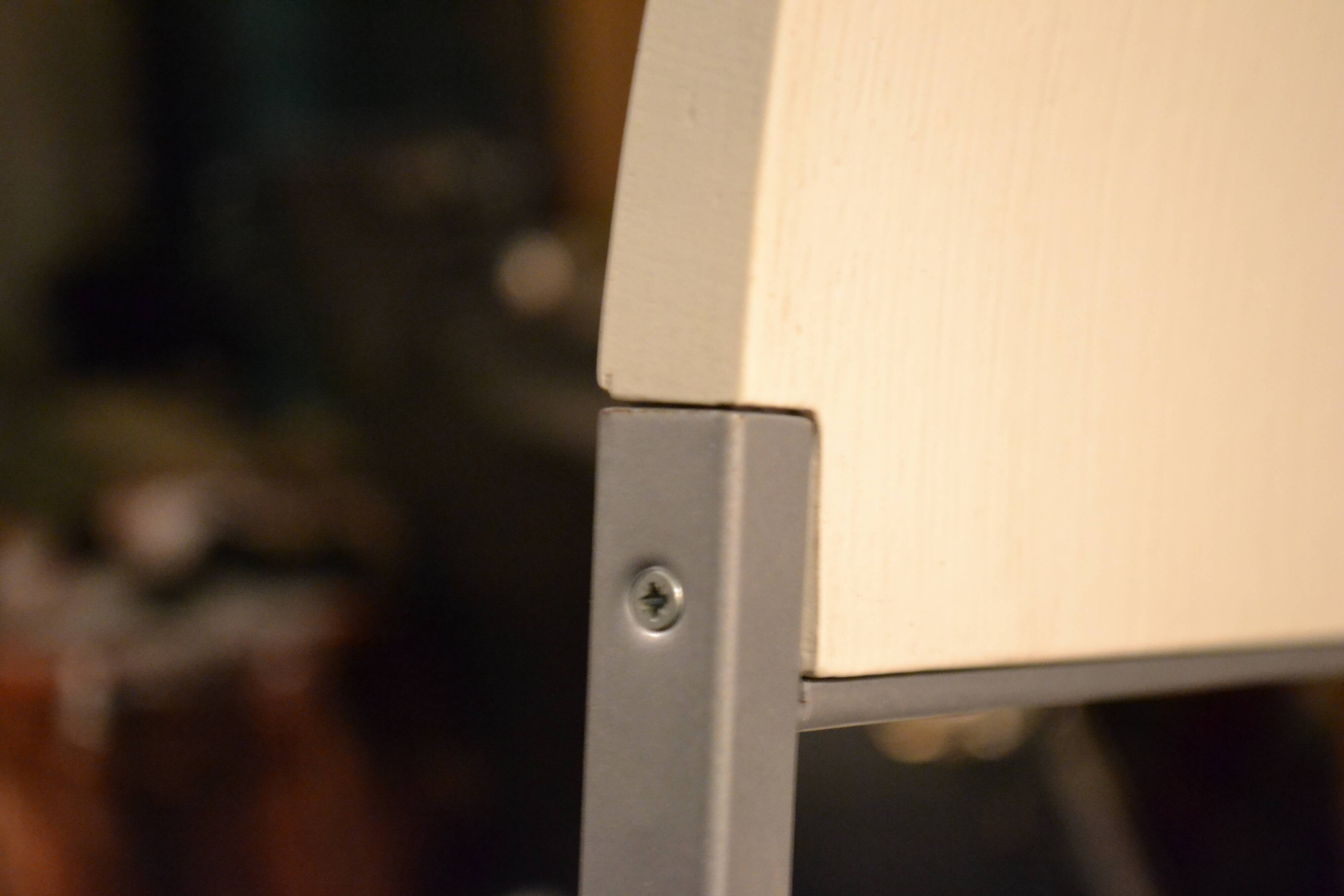 Set of 4 vintage metal and wood chairs from the 1990s.