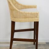 Wooden and rattan bar stool, France
