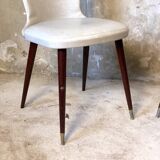 Pair of vintage 1960s chairs in grey faux leather.