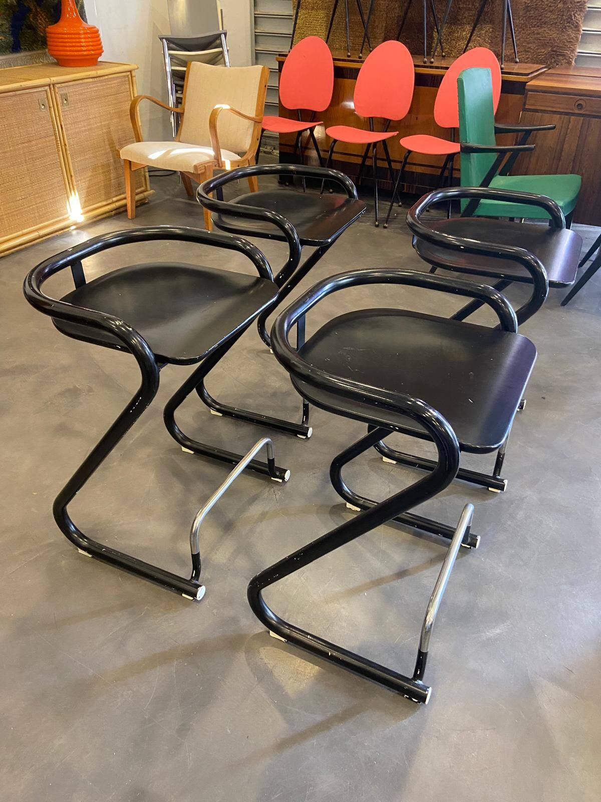 4 Börge Lindau stools - 1970s - Sweden
