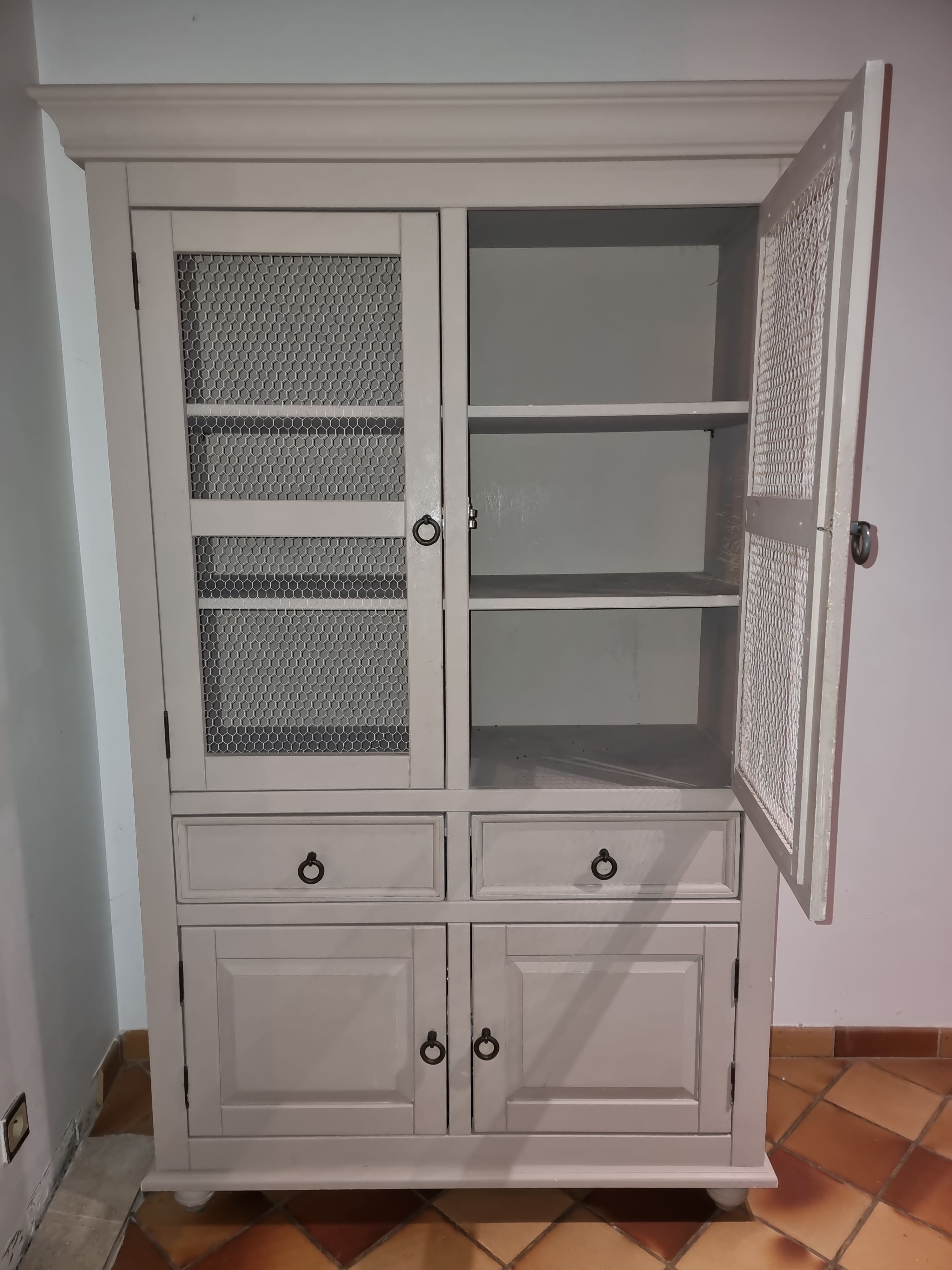 Vintage wire mesh cabinet