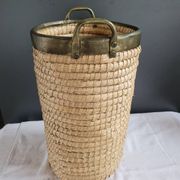 Copper and brass wicker basket