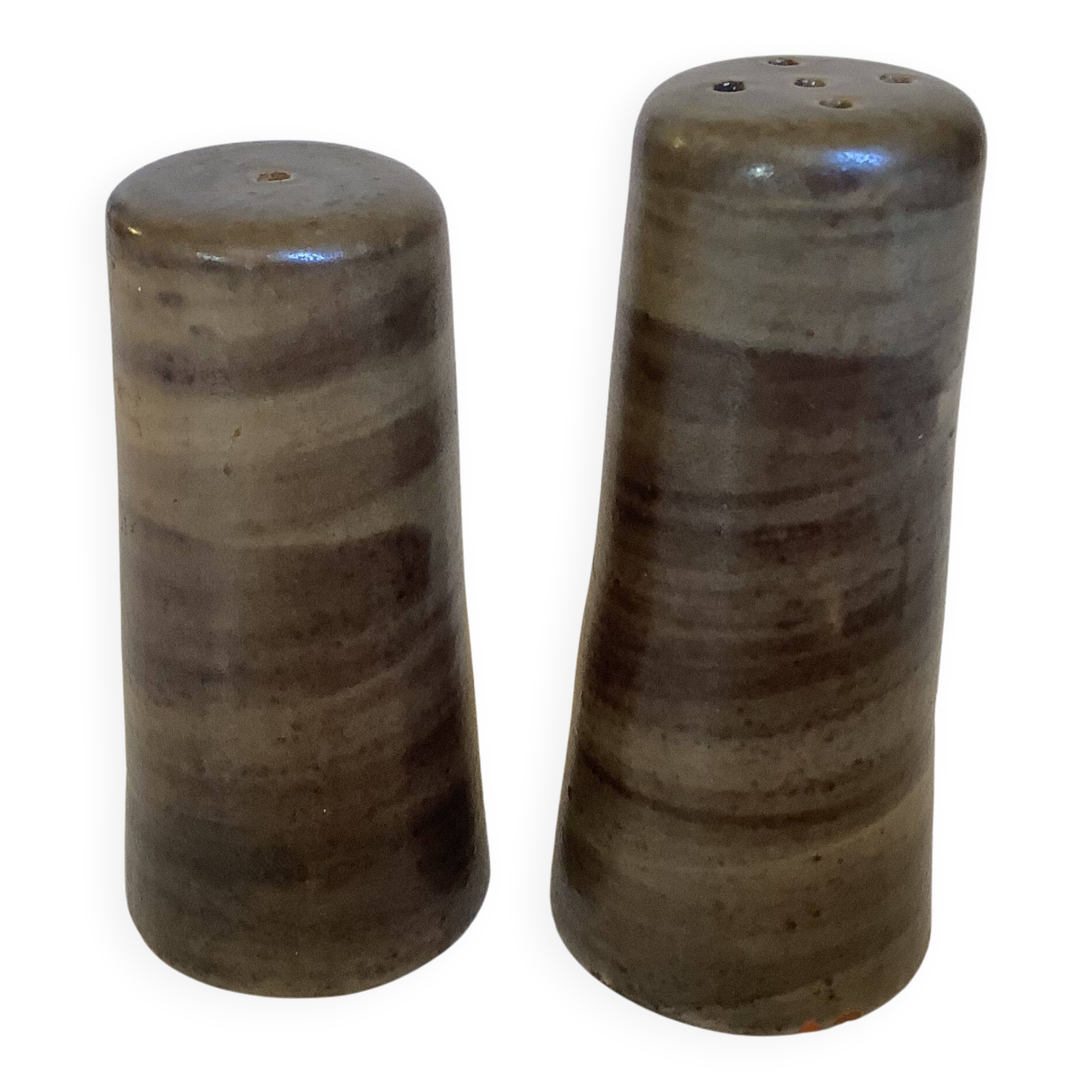 Brown ceramic salt and pepper