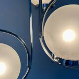 Lampe art déco en argent avec trois abat-jours en forme de sphère
