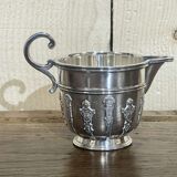 English tea and coffee set in silver metal early twentieth century with sugar bowl and milk pot