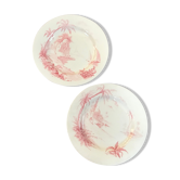2 dessert dishes on foot Gien vintage 1870 pink Shabby model views from the east