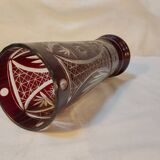 Antique small vase in ruby red Bohemian crystal - Height 21 cm