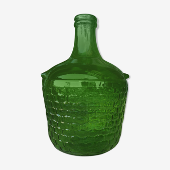 Dame jeanne verre recycle facon panier vert sapin