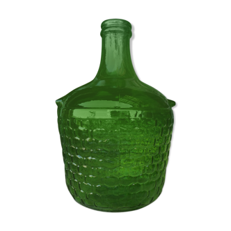 Dame jeanne verre recycle facon panier vert sapin