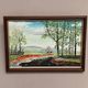 Mid-Century Oil on Panel “Water Canal” by He 84, Signed & Framed 33x23 cm