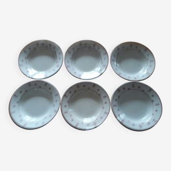 Set of 6 hollow plates faience Digoin model "Andrée"