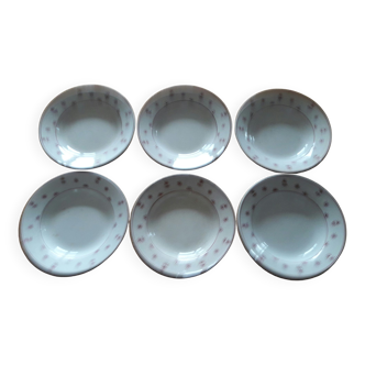 Set of 6 hollow plates faience Digoin model "Andrée"