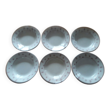 Set of 6 hollow plates faience Digoin model "Andrée"