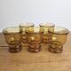Vintage lot of 5 amber Pernod Verres from the 1970s bistro.