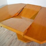 Octagonal dining table with wood and bamboo extension 1980s