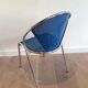 Set of 4 chairs chrome-based perforated metal blue color, around 1980