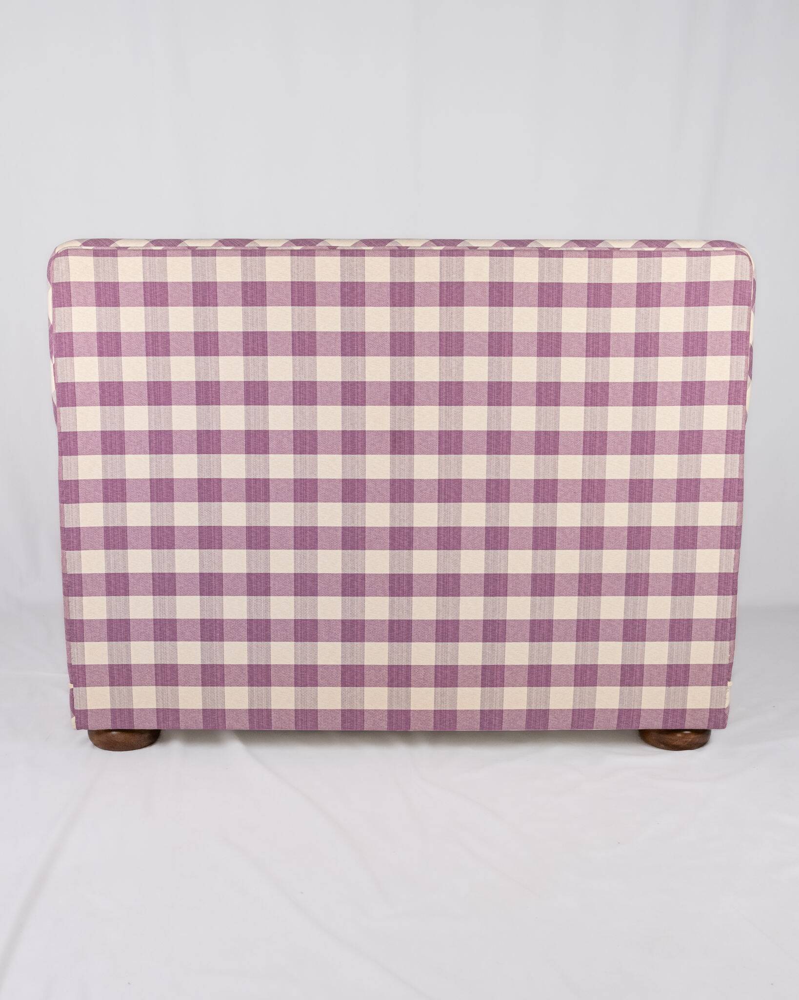 Upholstered bench in mauve and cream Vichy fabric, France, 1970s