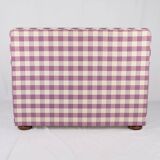 Upholstered bench in mauve and cream Vichy fabric, France, 1970s