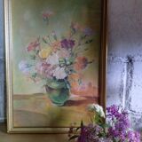 Tableau ancien au bouquet