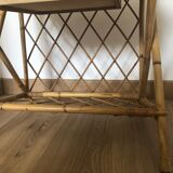 Table de nuit vintage rotin